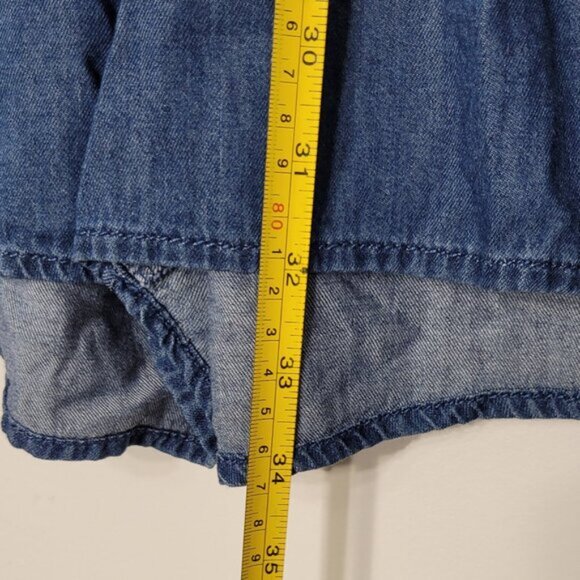 GAP Women's Blue 100% Cotton Drawstring Waist Roll Tab Long Sleeve Romper Sz XS - Picture 11 of 13